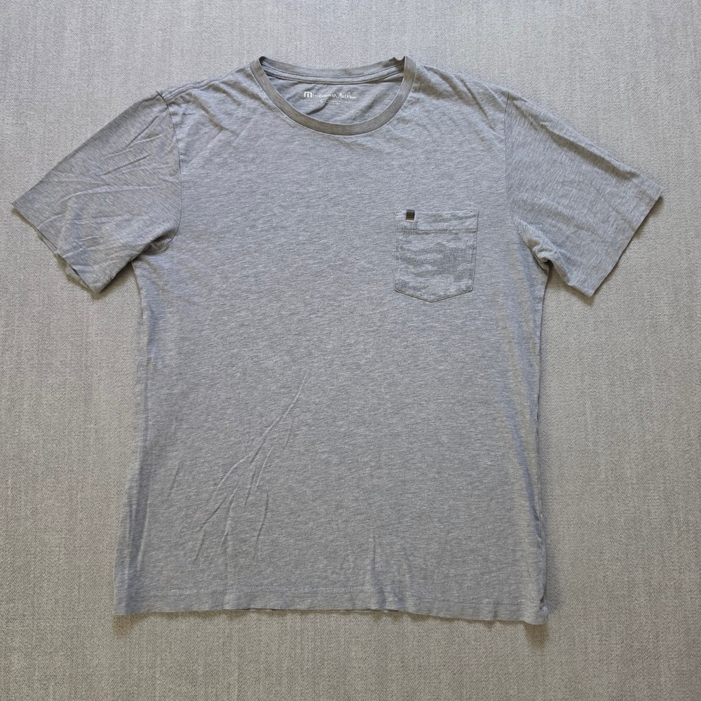 TravisMathew T-Shirt Mens Small Gray Pima Cotton Camo Pocket Tee